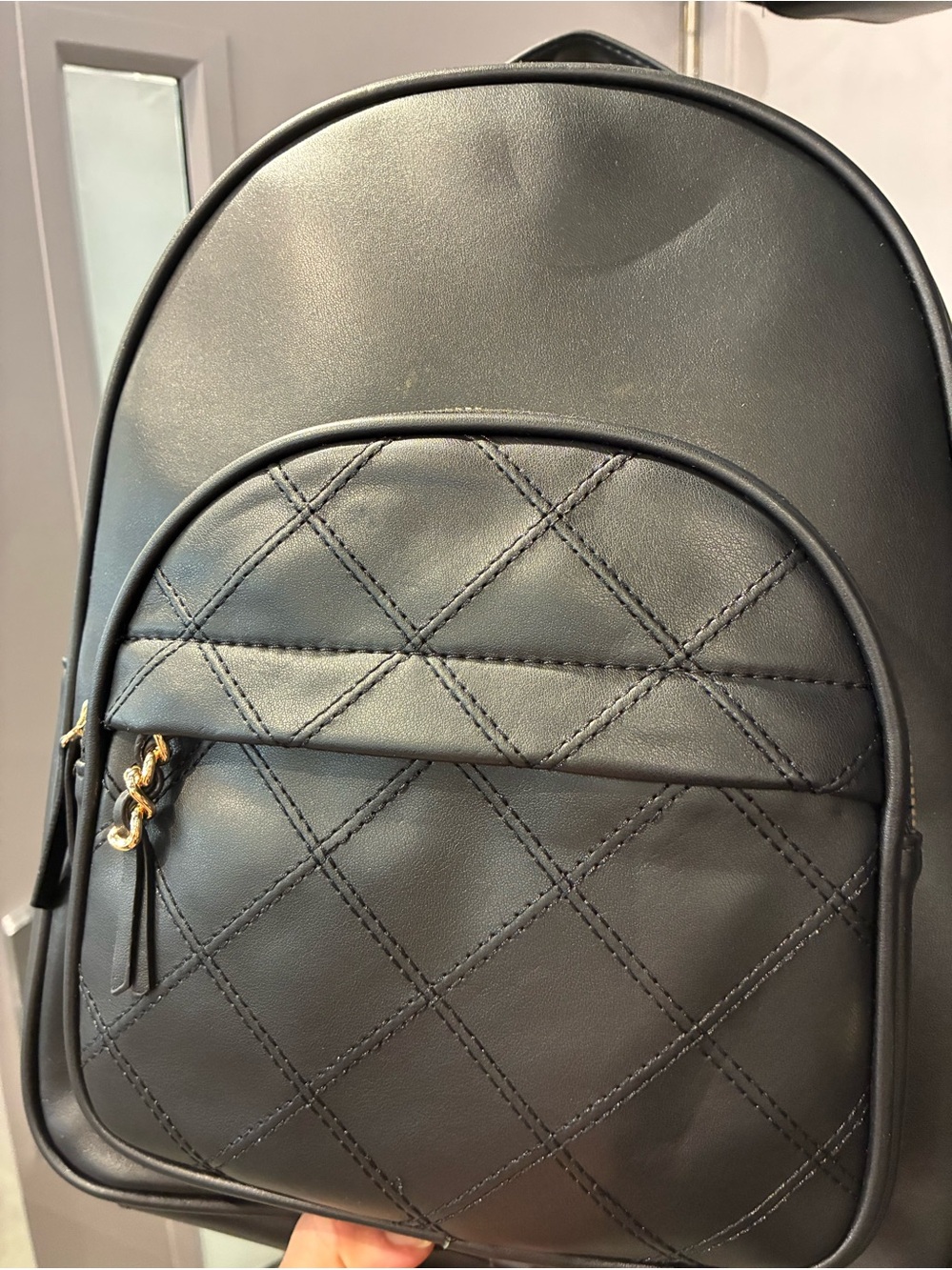 Black Quilted Diamond Backpack